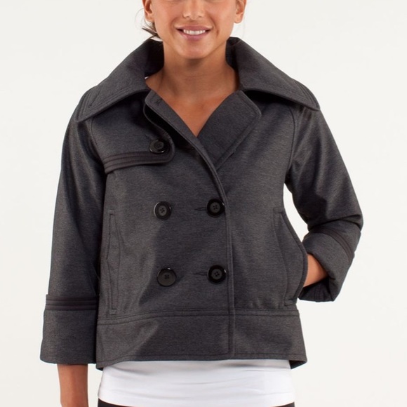 Lululemon Coco Softshell Black/Grey Jacket - Size 4 - Water & Wind Resistant - Picture 1 of 9